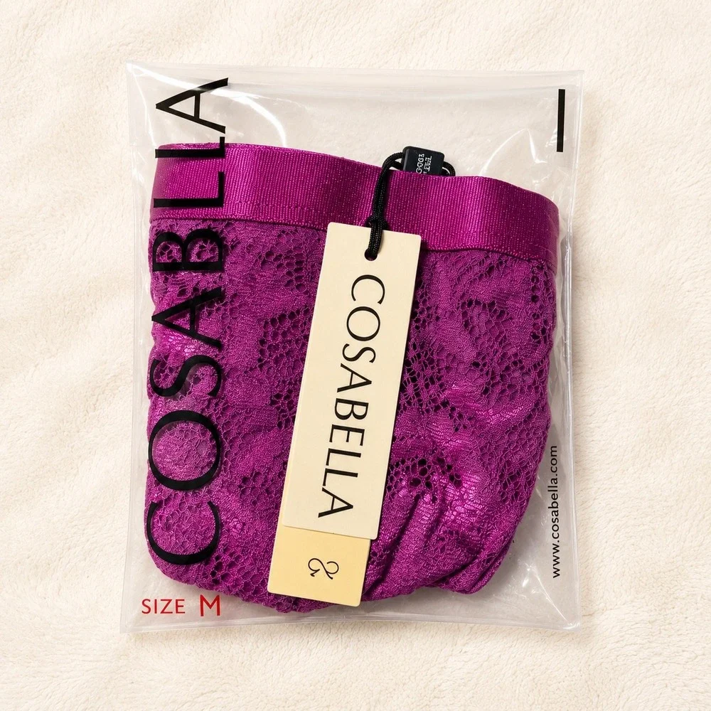 COSABELLA NSN Men's Italian Lace Thong Swiss Beet‎ Purple - Size M / NWT